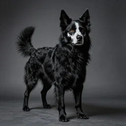 black metal dog with corpse paint, studio photography
