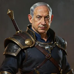 A striking epic hyper real comic book style portait painting of Benjamin Netanyahu as a bard, D&D Concept Art, unreal 5, DAZ, Apex legends concept art, hyperrealistic, octane render, cosplay, RPG portrait, dynamic lighting