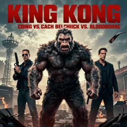 Movie poster for the new film 'King Kong vs. Coach Belichick vs. Bloodborne'