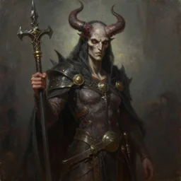 the gatekeeper of hell, illustration, soft lighting, soft details, dark mood, painting oil on canvas by Cedric Peyravernay octane render trending on artstation d&d characters, 4k, 8k, HD
