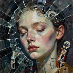 celestial languid extasy of sophisticated bodies detailed mixed media collage with canvas texture in style of contemporary art, punk art, dadaism, hyperrealistic beautiful face, photorealism, expressionism, masterpiece, perfect composition, spectacular quality, intricate oil details, half - closed eyes, shattered glass