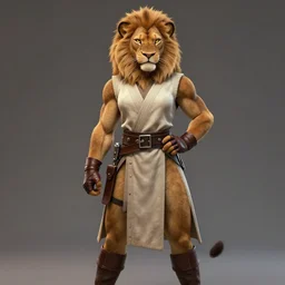 beautiful portrait of a muscular female anthropomorphic lioness fursona wearing a sleeveless jedi robe. hand on hip. leather gloves. leather boots. leather belt. character design by charlie bowater, ross tran, artgerm, and makoto shinkai, detailed, soft lighting, rendered in octane