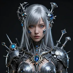 silver haired cyberpunk girl, dramatic lighting, ultra realistic, intricate details, the fifth element artifacts, highly detailed by peter mohrbacher, allen williams, hajime sorayama, wayne barlowe, boris vallejo, aaron horkey, gaston bussiere,