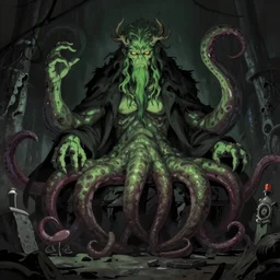 H.P. Lovecraft as Cthulhu, part man part monster with tentacles, ambient lighting, 4k, anime key visual, lois van baarle, ilya kuvshinov, rossdraws, artstation