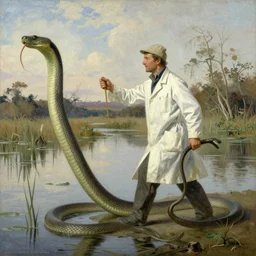 snake oil researcher traversing the swamps of Formosa, painting by Henri Rousseau