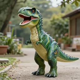 a dinosaur-person wearing 1980s clothing