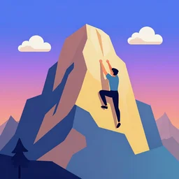 climb mountain flat vector concept art vibrant colors illustration trending on artstation