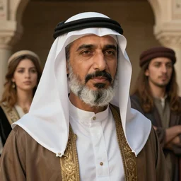 a detailed fantasy character portrait of Nour El Sherif as godfather by lauri blank, artgerm, evelyn de morgan, 8K, 50mm lens
