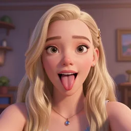 anya taylor joy silly selfie with a pulled out tongue, pixar, volumetric lighting, epic composition, hyper detailed, ultra realistic, sharp focus, octane render, volumetric, ray tracing, artstation trending, cgsociety, sense of awe, 4 k