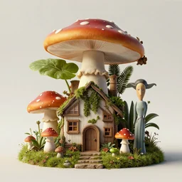 🍄🏡🧚🌱, 3 d, unreal engine 5, octane render, detailed, cinematografic, cinema 4 d, nvidia ray tracing graphics, artstation, greg rutkowski style, style rene magritte, surreal
