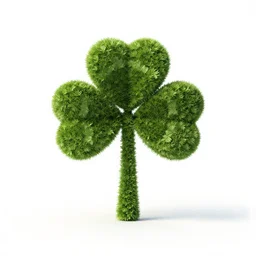 topiary shaped like a four leaf clover, studio photography, full body, isolated on a pure white background, centered, entire subject in frame, sharp focus, soft studio lighting