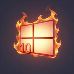 Windows 10 logo on fire, digital art, ultra HD render, trending on Artstation, award winning