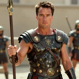 Arnold Schwartzenegger as a gladiator, in the move The Gladiator, 2000