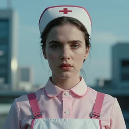 cinestill 5 0 d candid photographic portrait by quentin tarantino of nurse joy from pokemon, extreme long shot, modern cyberpunk moody emotional cinematic, clear skies, 8 k, hd, high resolution, 3 5 mm, f / 3 2, ultra realistic faces, ex machina
