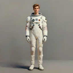 male, elongated figure, space suit, minimalist sketch, large shoulders, short torso, long thin legs, tiny feet, character sheet, very stylized, concept design