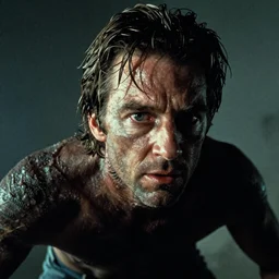 a hyper detailed film photograph closeup of Kurt Russel shape shifting into a creature from the 1982 film The Thing in the style of John Carpenter
