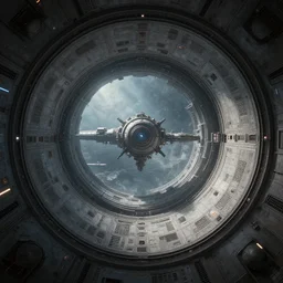 highly detailed 4K fantasy matte painting of the view from inside a generation ship cylinder spaceship artificial gravity circular walls sci fi digital art by Greg Rutkowski and Thomas Kinkade and Syd Mead, trending on Artstation