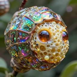 incredibly realistic, too detailed sculpture, chrysalis fairy face, made of iridescent carapaces, beeswax, membrane, octane render, bump mapping, macro image, global illumination, 8k, bokeh, Artstation, Ilya Kushinov