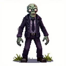 a zombie, ultra detailed, pixel art, full body, horror style, gothic, high resolution, 1 6 bits, white background
