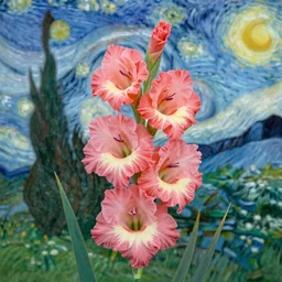 Gladiolus in pink by von Gogh
