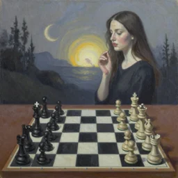 surreal chess, lofi, oil on canvas