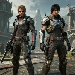 deus ex mankind divided and metal gear rising crossover created and directed by hideo kojima, video game cutscene, unreal engine 5, render, ray tracing