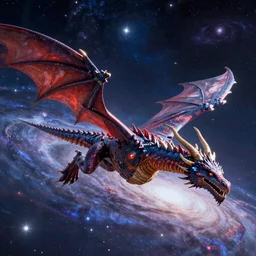 A Dragon Flying thru the galaxy cosmic color scheme