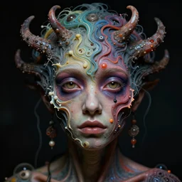 realistic portrait of a creature experiment gone wrong, psychedelic, dark art, facing camera, photo realistic, detailed, delicate, hyper realism, ultra realistic, 8 k, 3 5 mm film