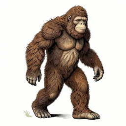 intricate vintage scientific illustration of bigfoot,