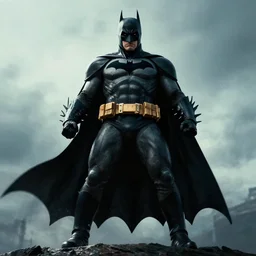 the dark knigth batman epic pose low angle