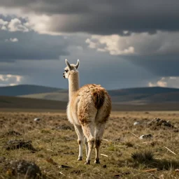 a llama walking away from the camera, back view
