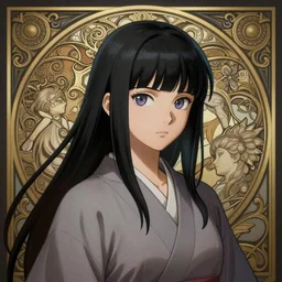 Hinata Hyuga, fantasy, intricate, elegant, highly detailed, digital painting, artstation, concept art, matte, sharp focus, illustration, art by Artgerm and Greg Rutkowski and Alphonse Mucha