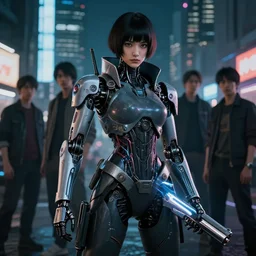 photo portrait of a cyberpunk robot assassin showgun from cyber city oedo 8 0 8, future tokyo, film noir, high detail, intricate detail, cinematic lighting, ghost in the shell, night, by sachin teng and sergey kolesov and ruan jia and heng z and wlop. beautiful, scifi, fantasy, hyper detailed, octane render, artstation