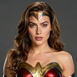 margot robbie as wonder woman, hd, ultrarealistic, hyperrealistic, symmetrical face,