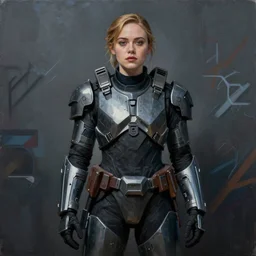 Elle Fanning in ODST armor picture by Sachin Teng, asymmetrical, dark vibes, Realistic Painting , Organic painting, Matte Painting, geometric shapes, hard edges, graffiti, street art:2 by Sachin Teng:4