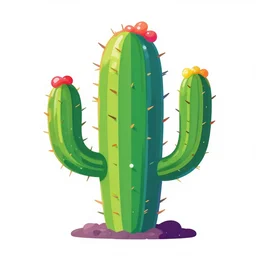 cactus made from colourful shiny transparent jelly in the style of kurzgesagt, adobe illustrator, graphic design illustration, vector art, bold colours