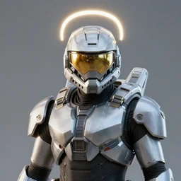 neo solar punk robot ninja mask helmet halo 2 0 9 9 futuristic design master chief full body shot radiating a glowing aura global illumination ray tracing hdr fanart arstation by ian pesty and katarzyna da „ bek - chmiel