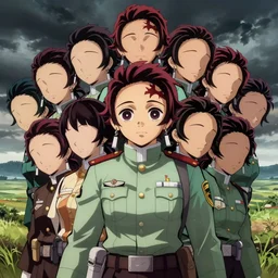 full size persona, female sheriff, detailed faces, blank faces, style by huyy nguyen, art by huyy nguyen, demon slayer rui fanart