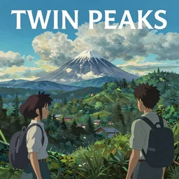 Twin Peaks poster artwork of a striking landscape by Michael Whelan and Tomer Hanuka, Karol Bak, full of details, by Makoto Shinkai and thomas kinkade, Matte painting, trending on artstation and unreal engine
