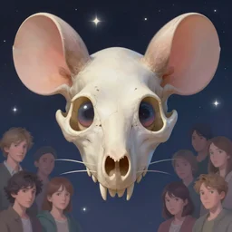 close - up portrait, funny mouse skull, pastel colours, celestial academia aesthetic, beautiful eyes, unreal engine render, matte painting concept art, fanart artstation, by jesper ejsing and greg rutkowski and james gilleard and kaethe butcher and atey ghailan and rhads and lois van baarle and makoto shinkai and ilya kuvshinov