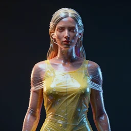 statue wrapped in latex partly cinematic render vibrant