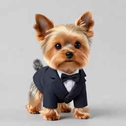 A cute yorkshire terrier wearing a suit, 30mm, trending on pixiv, deviantart, high detail, stylized portrait
