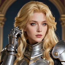 studio portrait of lawful good colorful female holy mecha paladin absurdly beautiful, elegant, mature pensiveblonde gravure idol, ultrafine hyperrealistic detailed face illustration by kim jung gi, highly detailed faces, intricate linework, sharp focus, bright colors, matte, octopath traveler, unreal engine 5 highly rendered, global illumination, radiant light, intricate environment