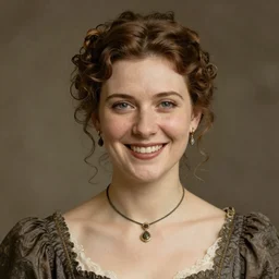 old photo of beautiful victorian woman smiling, symmetrical face, 8k, high quality