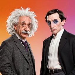 Albert Einstein and Nikola Tesla fighting pixar movie, unreal engine 5, Vibrant colors, Smooth gradients