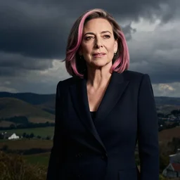 sheryl sandberg with pink hair, fashion photography