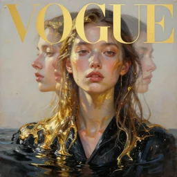 3 d, close - up, liquid gold and black liquid water, fashion model, morning, sun rays, vogue cover style, poster art, hyper detail, intricate oil painting, multiple exposure, morning mood, 3 d, by tooth wu and wlop and beeple and greg rutkowski
