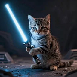 a kitten with a lightsaber, footage from the new star wars movie