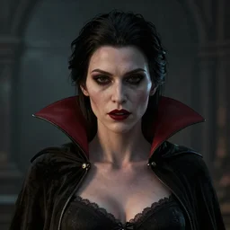 portrait of a lady vampire, 35mm, depth of field, DOF, ominous, sharp, detailed, photorealistic, octane, render, high, definition, 8k, artstation, donato giancola, irwin penn