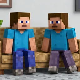 minecraft steve and saul goodman arguing on a couch high details, realistic, n - 9